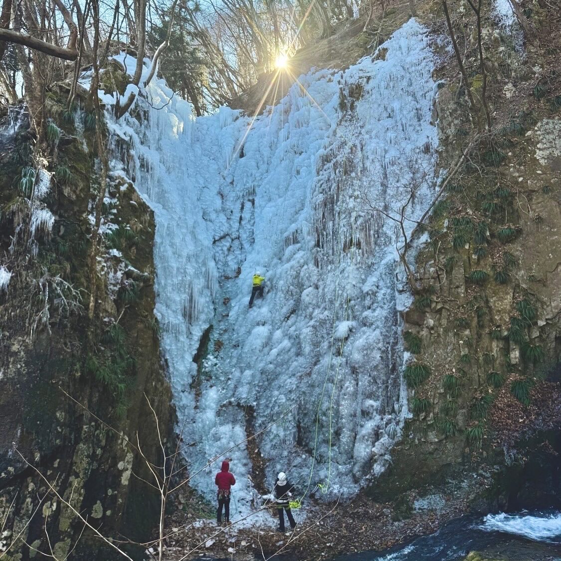 First step into the world of ice climbing.